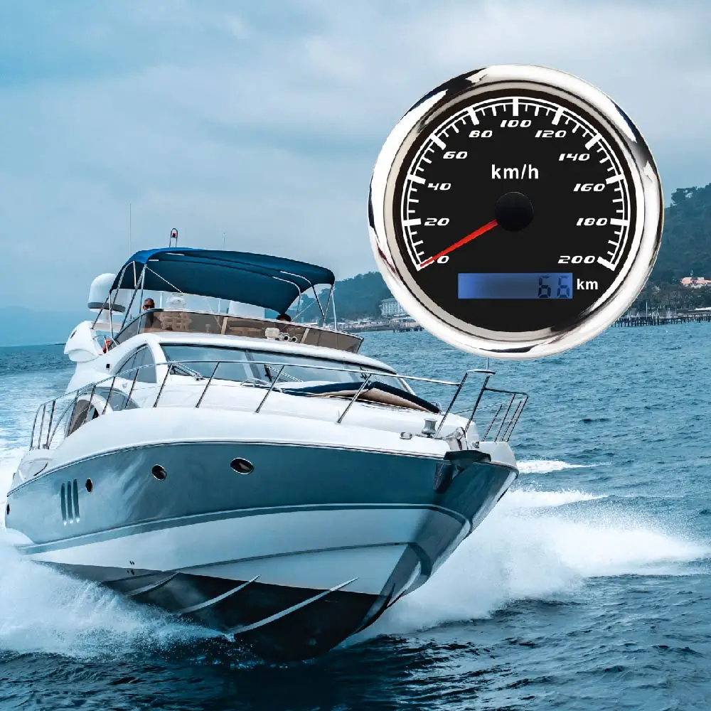 Спидометр PROSPORT SWM series водонепроницаемый GPS-датчик из нержавеющей стали 316 85 мм 12 В 24 С противотуманной светодиодной подсветкой