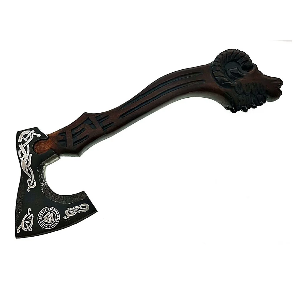 
Custom Handmade carbon Steel Viking Style Axe Camping Axe High Quality Tactical Axe Hatches With leather sheath AX-28 