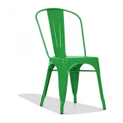 Vintage Industrial Bistro Cafe Stackable Metal Chair French Style Hotel Dining Chair Restaurant Metal Iron Chair in Green Finish