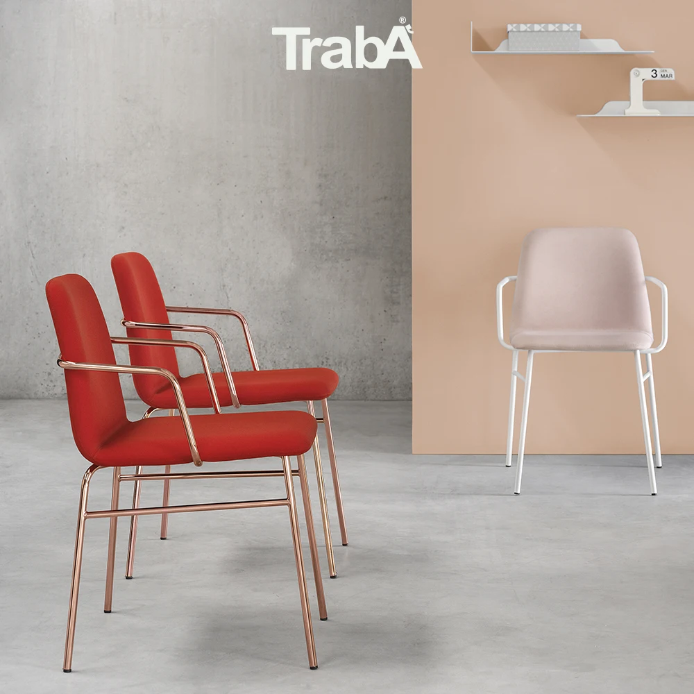 High Quality Armchair metal tube frame shell in fabric leather eco