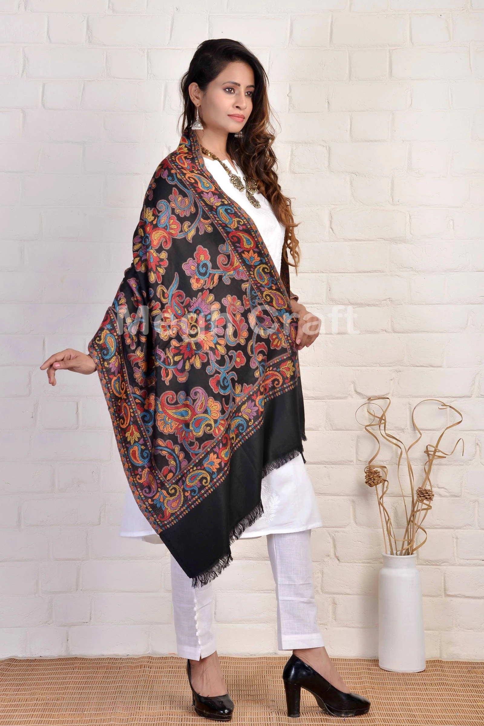 Indian Pashmina reversible modal silk stole shawl - Designer Handmade Scarf Girls Neck Wrap Hijab Shawl-Women Wear Silk Shawl