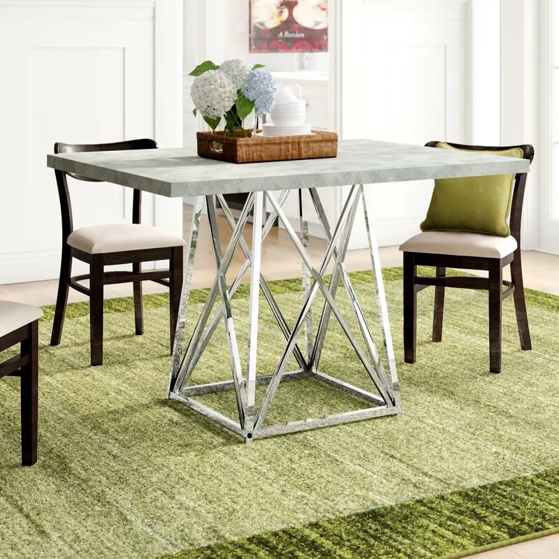  Складной обеденный стол с индивидуальным дизайном домашний мраморный ПРЯМОУГОЛЬНЫЙ ОБЕДЕННЫЙ СТОЛ Северной Европы серебряными металлическими ножками