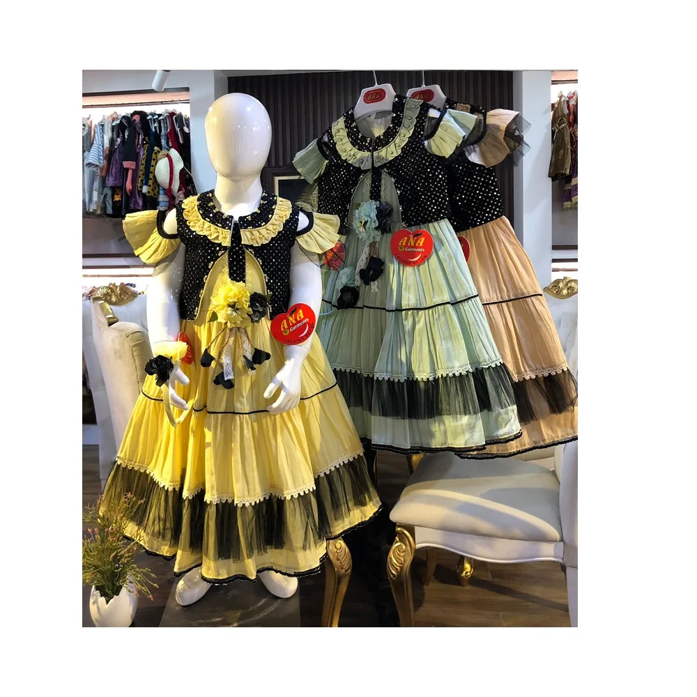 amazing design new style fancy design dress sequence design koti frock with fancy hairband