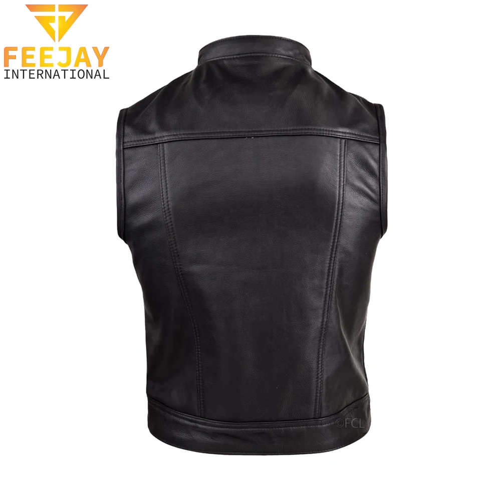 Лидер продаж 2021 модный мужской кожаный жилет из овечьей шерсти мотоциклетный Байкерский на заказ