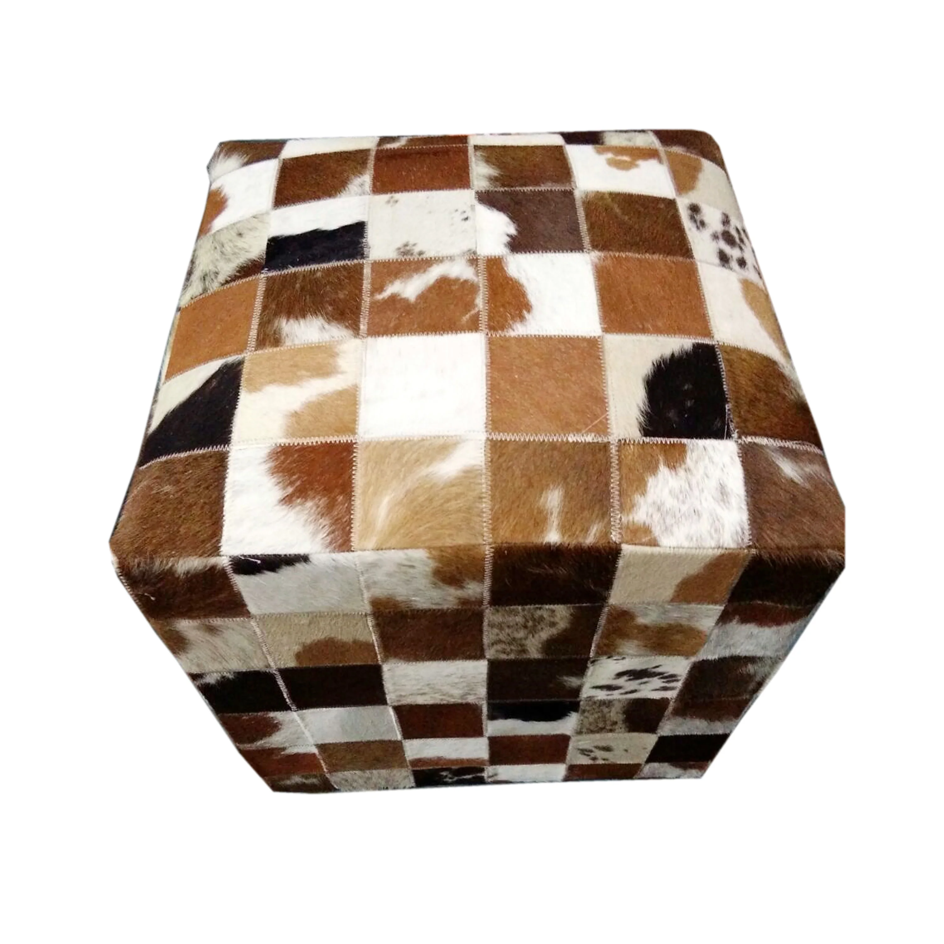 strip and square design pouf stool  patchwork leather pouf wholesale strip design pouf stool