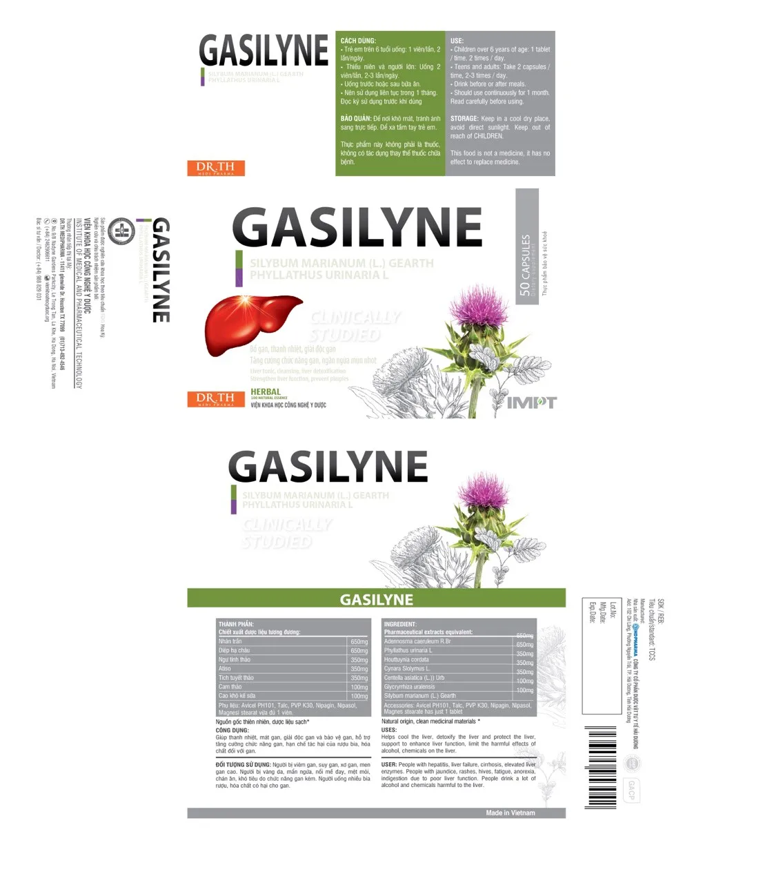 
100% Natural Herbs Supporting Liver Function Reducing Harm Of Alcohol Enhancing Liver Detoxificati Gasilyne Healthcare Product 