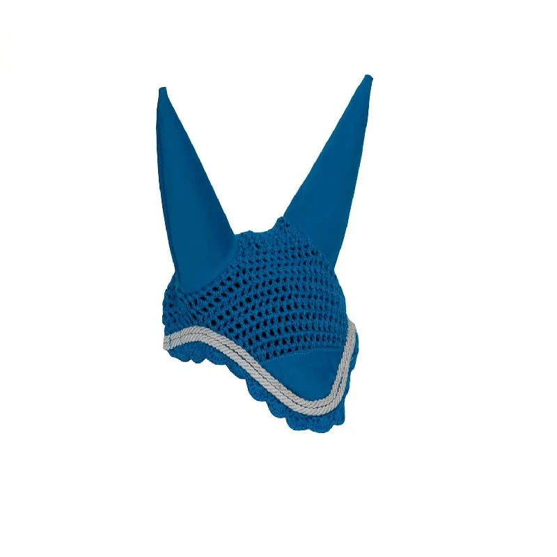 White Horse Riding Crochet Fly Veil and Ear Bonnets with Logo embroidery Multicolor Decoration Rope Ear Muff