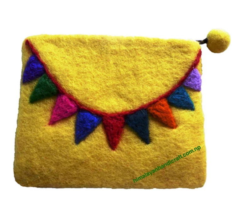 Handmade in Nepal Felt Purse/Cosmetic Purse/ATM/Credit Card Holder