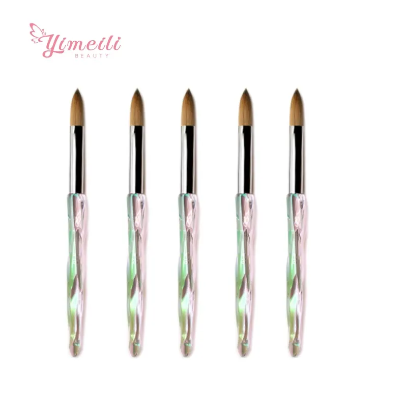 YML Пользовательский логотип 100% чистый колонский волос розовое золото круглая головка акриловая кисть для ногтей для акриловых ногтей