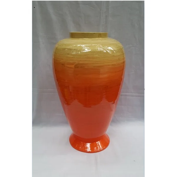 Home Decoration Bamboo Lacquered Vase Manufactured In Vietnam For Sale Cheap Price FOB Ho Chi Minh Port Customized Packing