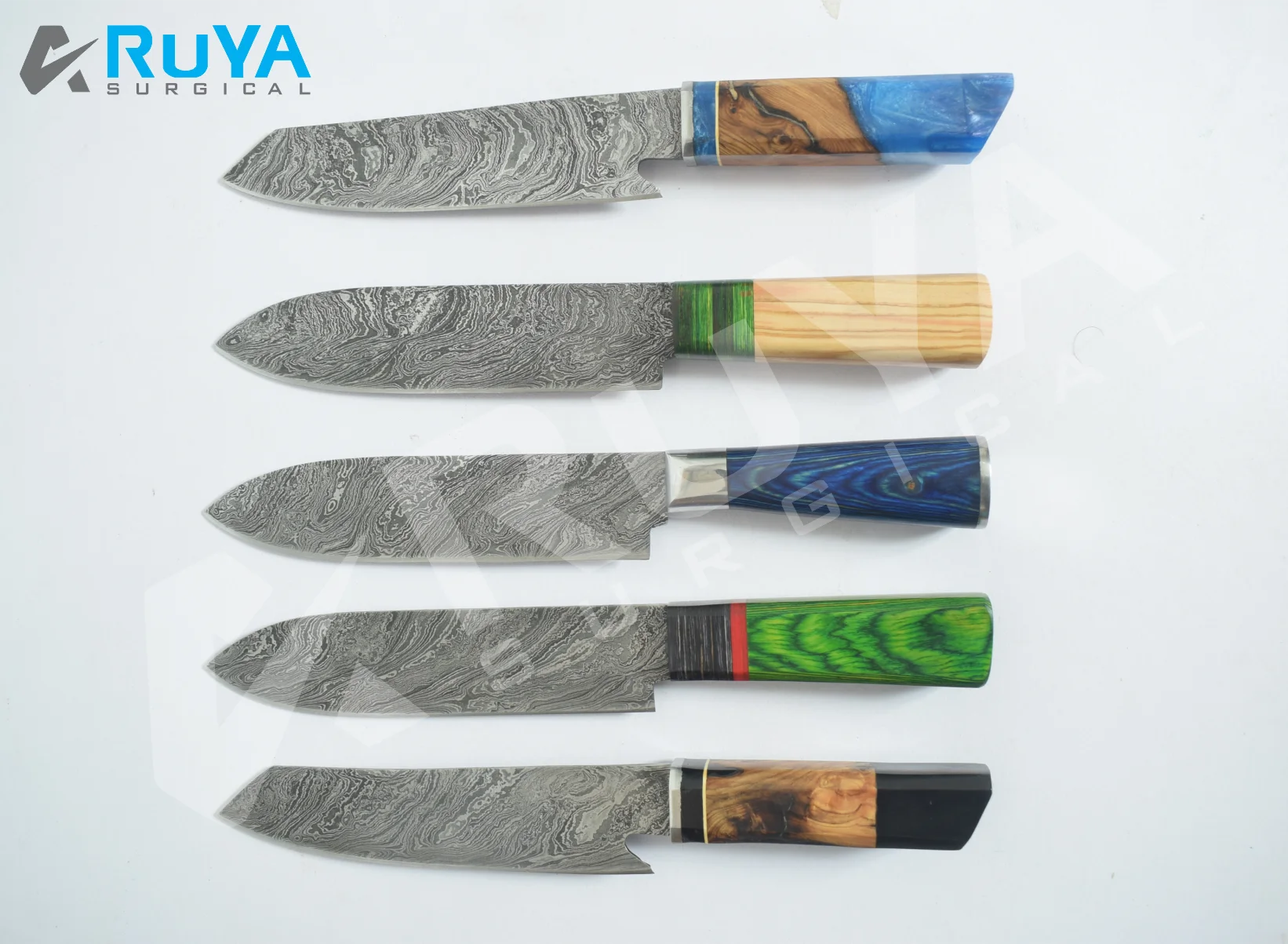 Kitchen Chef Tools Damascus Knives Hand Forged Custom Handmade Sharp Blade Damascus Steel with Leather Sheath CE Stainless Steel