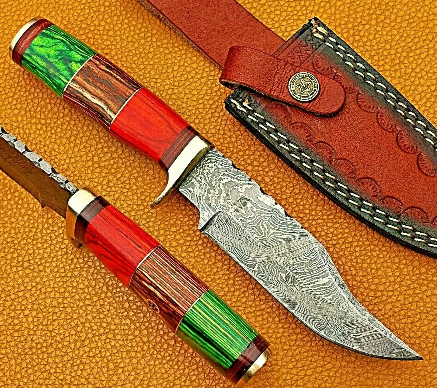 Ручной работы по индивидуальному заказу нож из дамасской стали ручной Кузница охотничьи ножи с кожаным чехлом и Скиннер на открытом воздухе пластичный монтаж