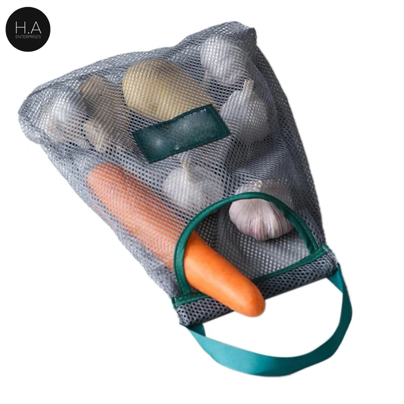 Kitchen Vegetable Fruit Mesh Storage Bags Onion Potato Storage Hanging Bags Hollow Breathable Washing Mesh Bag