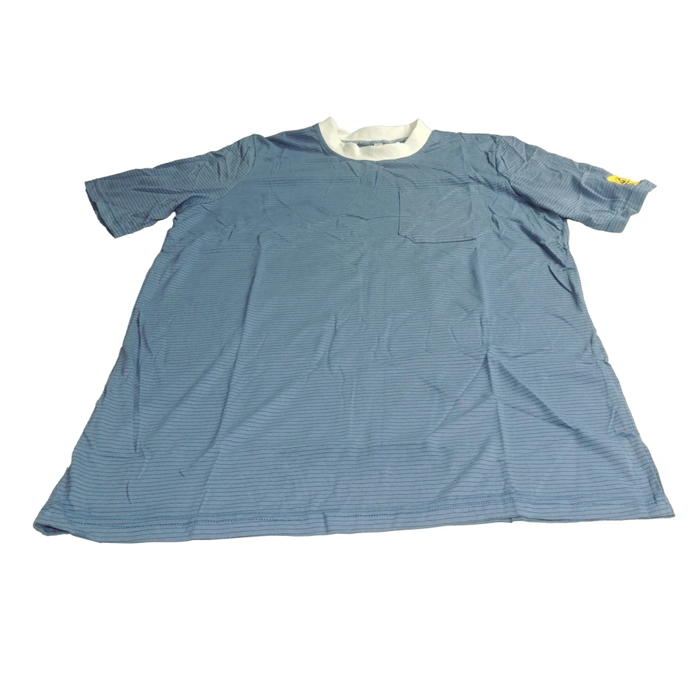 Cleanroom Light Blue ESD T-shirt Antistatic Cleanroom CottonT Shirts
