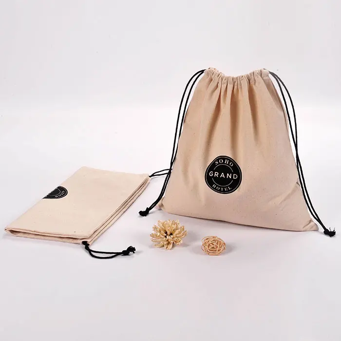 
Custom travel reusable cotton canvas drawstring storage dust shoe bag 