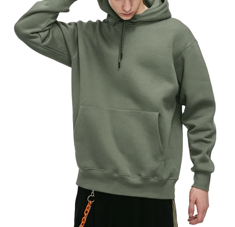 2021 Wholesale Fleece Sweater Fashion Casual Custom Hoodie Pure Cotton Men Pure 100% Cotton Blank Hoodie Hot sale products