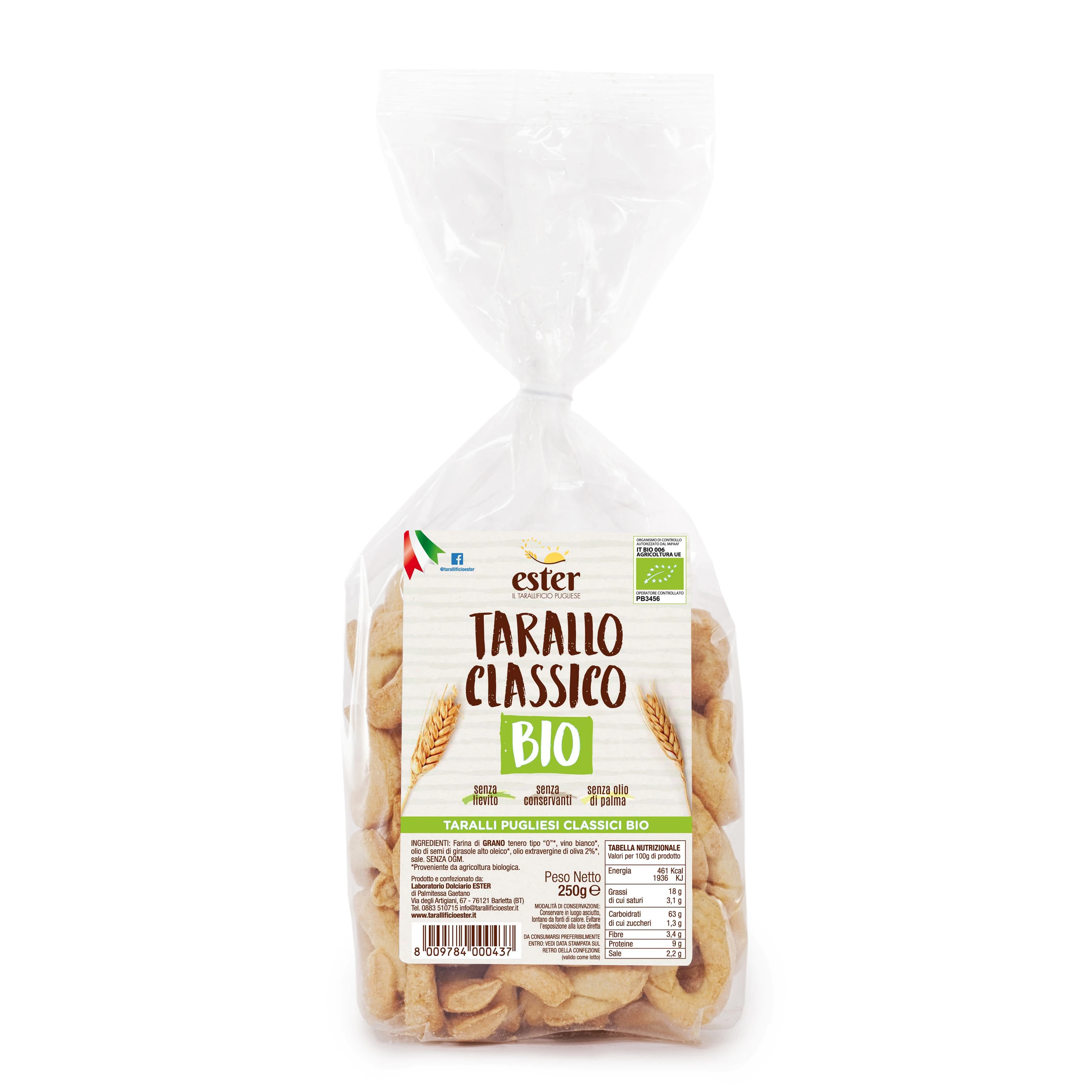 
Organic Apulian Taralli Ester with Extra Virgin Olive Oil 250g 