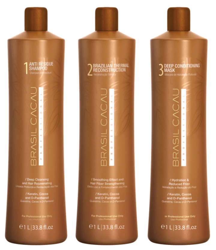 Сглаживающий набор для выдувания Cadiveu Brazil Cacau, 3 продукта 1 л/33 fl.oz