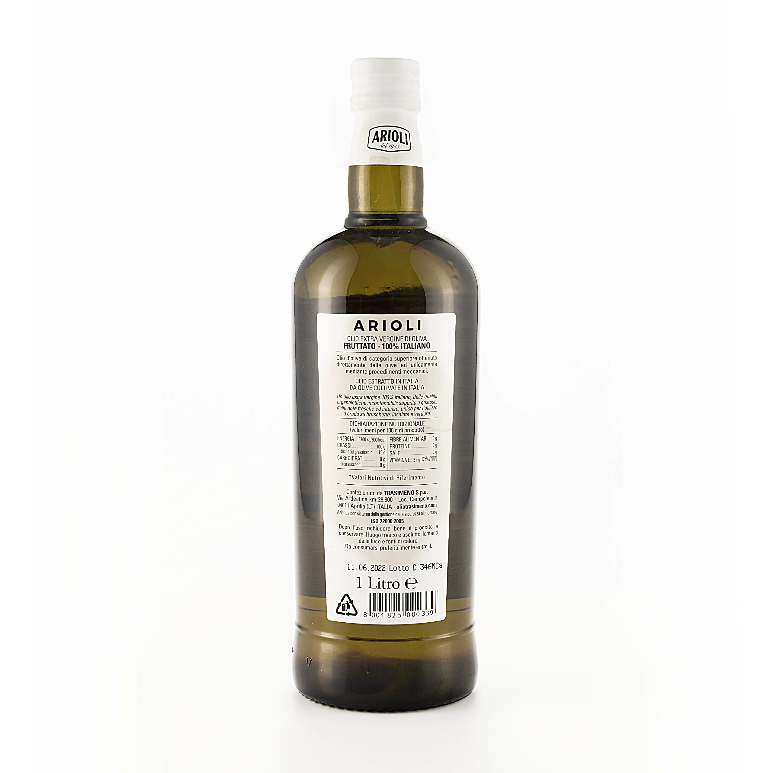Upper quality grade Italian Fruity Olive Oil Extra Virgin Olive Oil FRUTTATO IL SUCCOLIVA ARIOLI 1Lt. for supermarket shelves