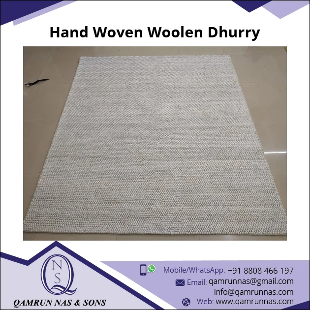 Leading Supplier of 100% Wool Hand Woven Woolen Dhurry Rug jute Dhurry at wholesale Price from India