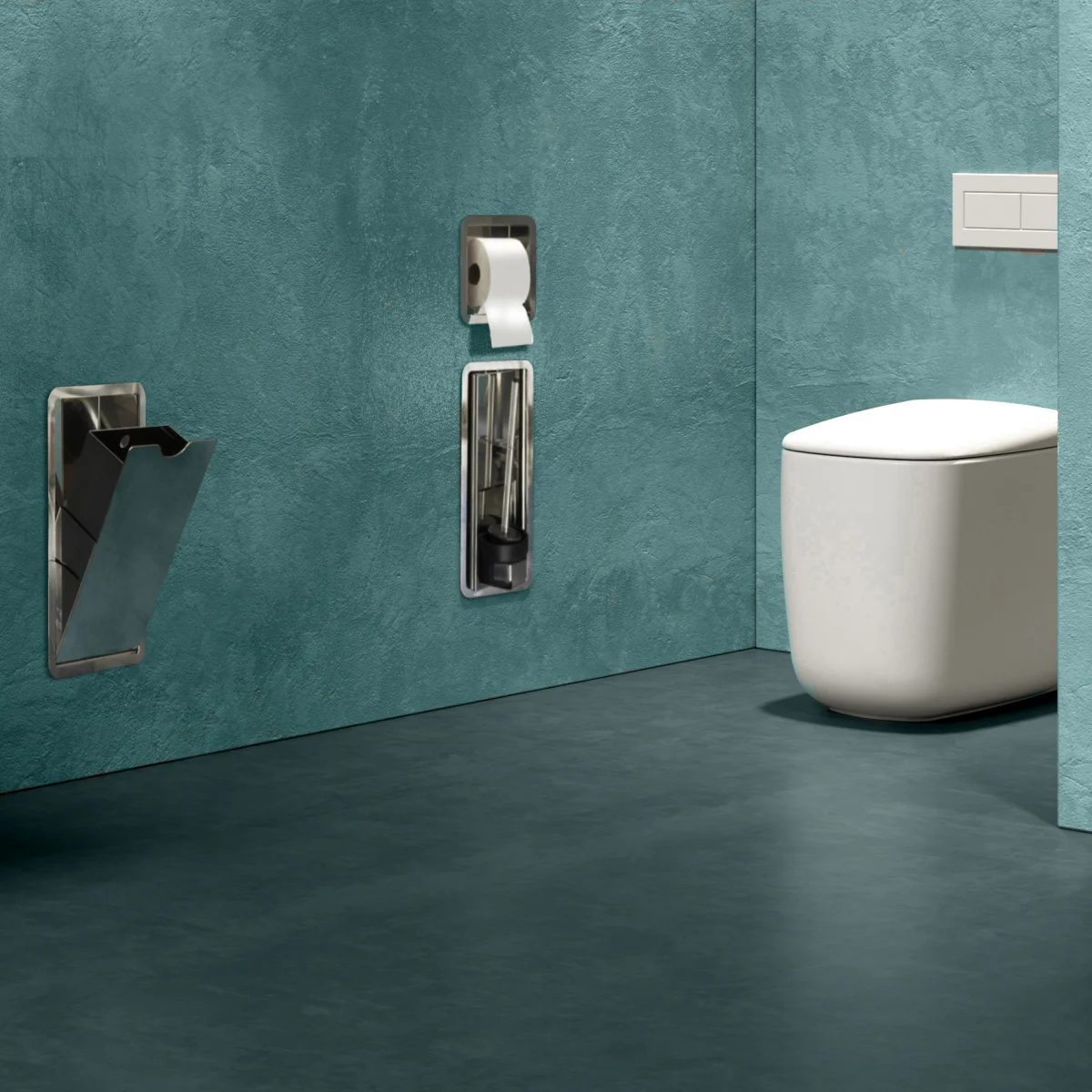 Recessed Toilet brush   Stainless SteelSteel varnished matt visone (mink)