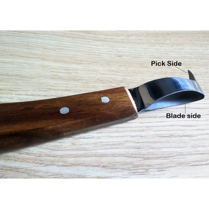 Farrier Hoof loop Knives Wooden Handle and with Pick Head Horse hoof farrier tools set stainless steel hoof knives