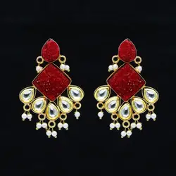 Latest Exclusive Designer Light Weight Brass Colorful Druzy Stone Amrapali  Dangle Earrings Women Girls Bulk buy only