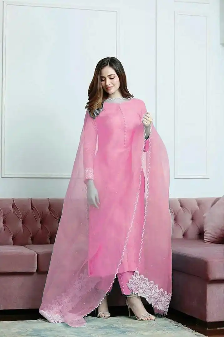 beautiful pastel colors full stitch suit with dupatta for evening and party wear for ladies