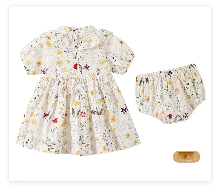 Wholesale Kids Clothing Custom Clean Simple Cotton Baby Short Sleeve Skirt Shorts