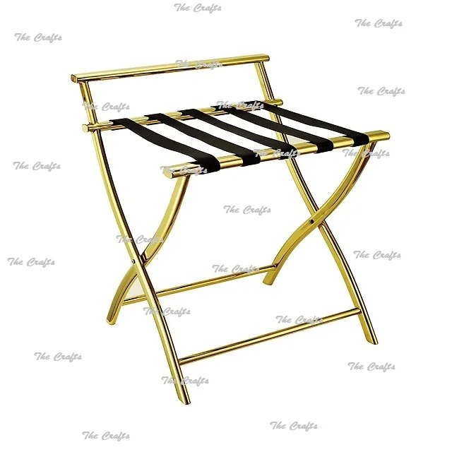 Metal Gold Color Luggage Rack For Home And Hotel Use OEM Customized Storage Folding Luggage Rack