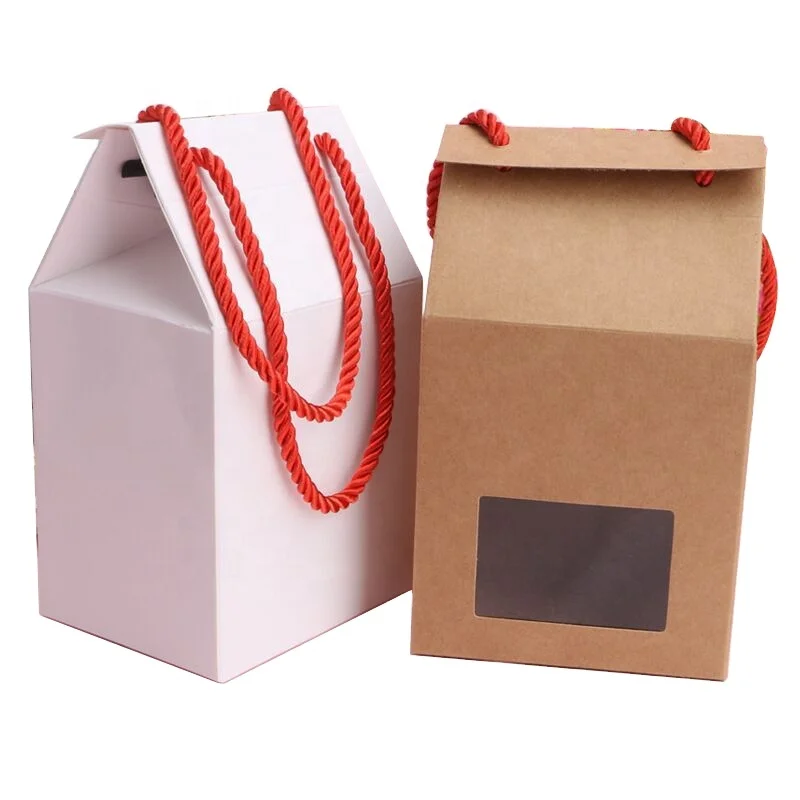 cheap price custom folding handle rope paper box with clear window