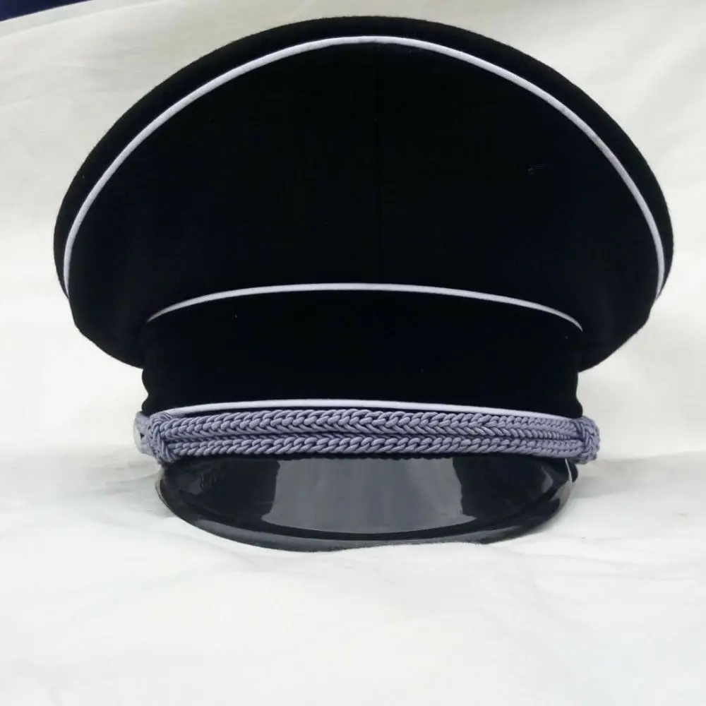 High quality Blue wool with red piping visor hat premium custom made officer embroidery visor Hat in cheap price