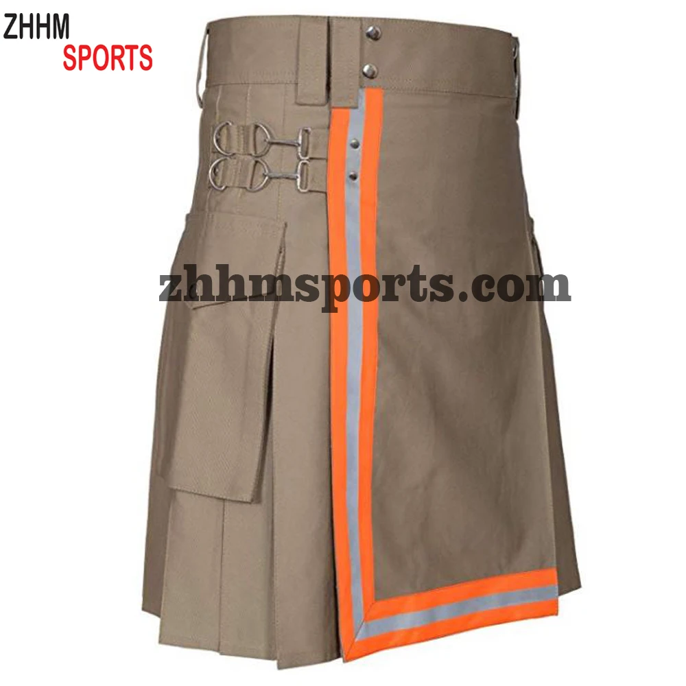 
Мужской пожарный ящик с покрытием Fireman Kilt с оранжевой отражающей лентой 