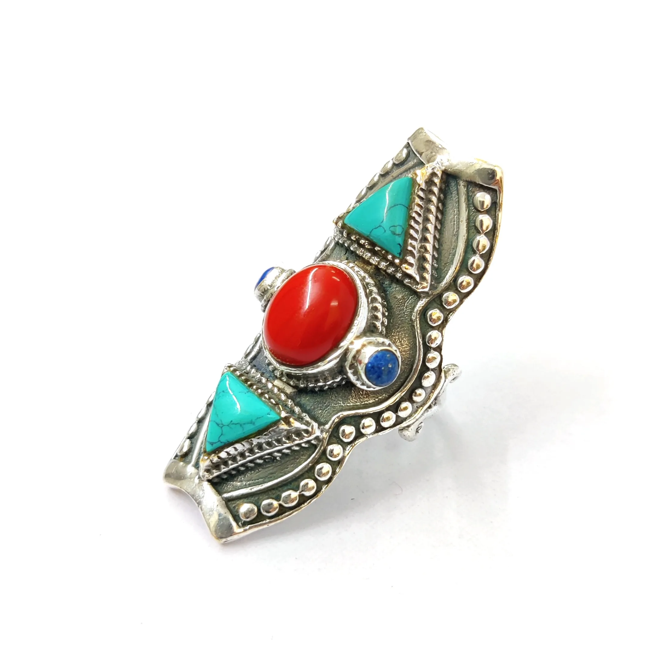 Multi Stone Silver Ring-925 Sterling Silver-Handmade Ring-Beach and Tropical-Relief Stone-Party Wear Ring-Wholesale Ring.