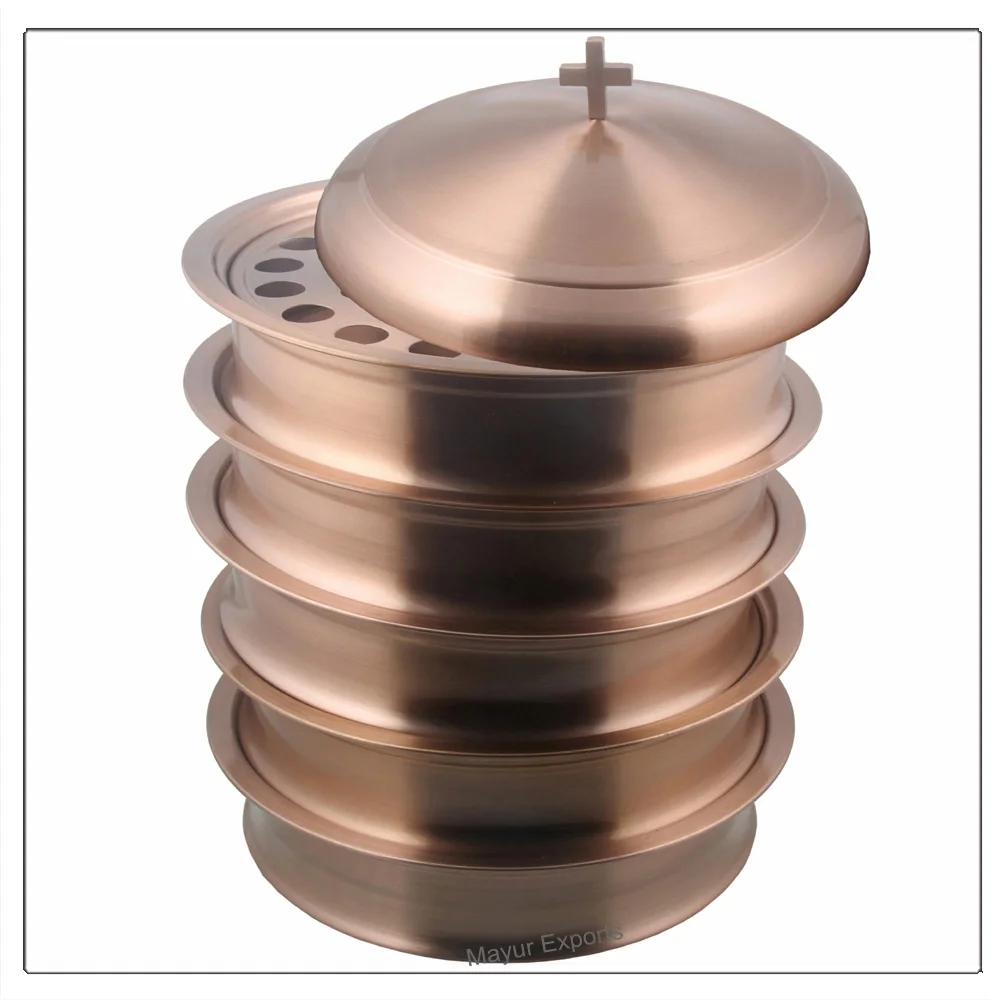 Stainless Steel Holy Communion Tray with Copper Finishing