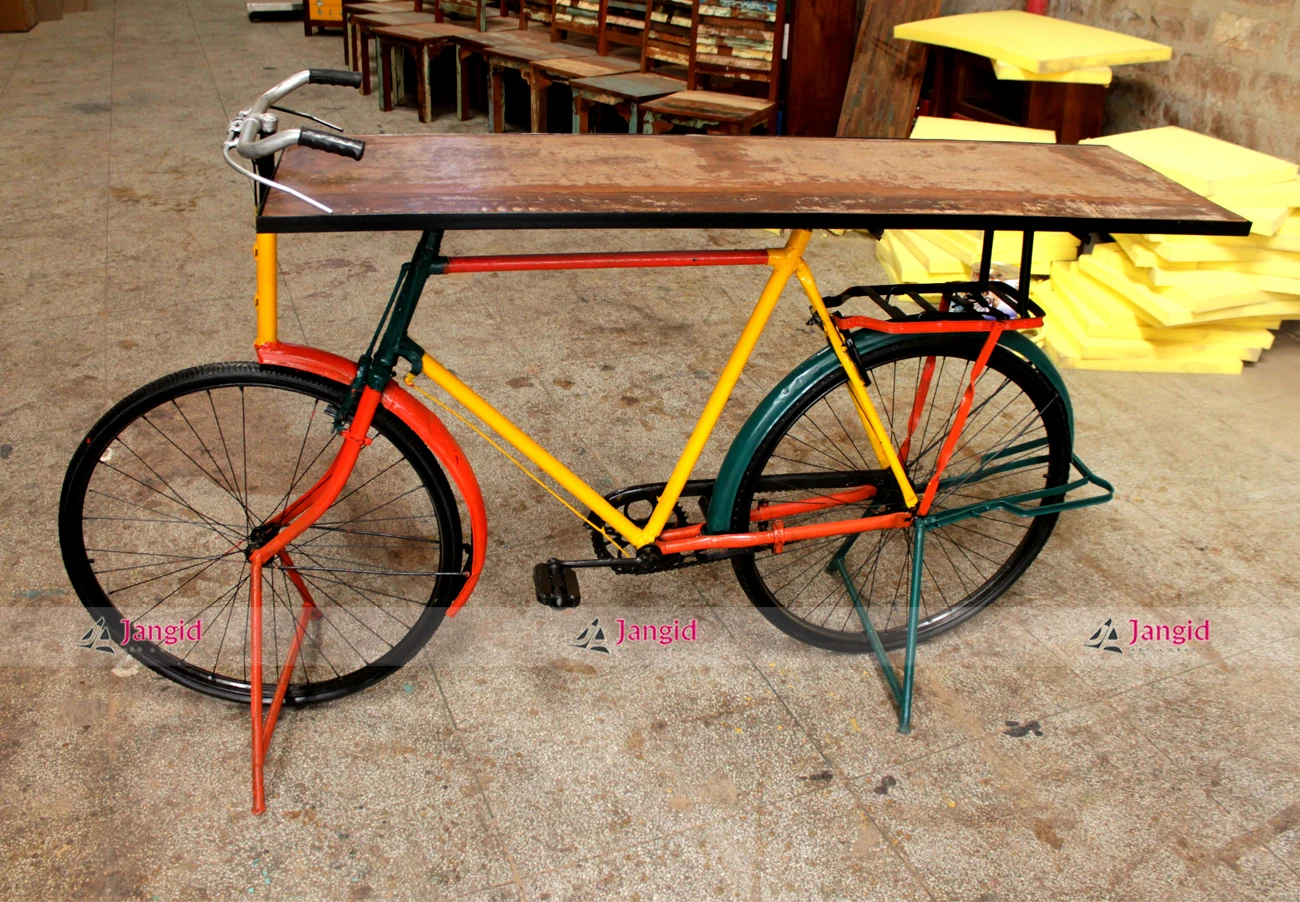 Iron and Wooden Cycle Bar Table