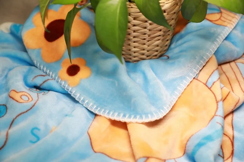 
Cute Cozy Sky Blue Double Layer Bear Printing Flannel Baby Kids Blanket 