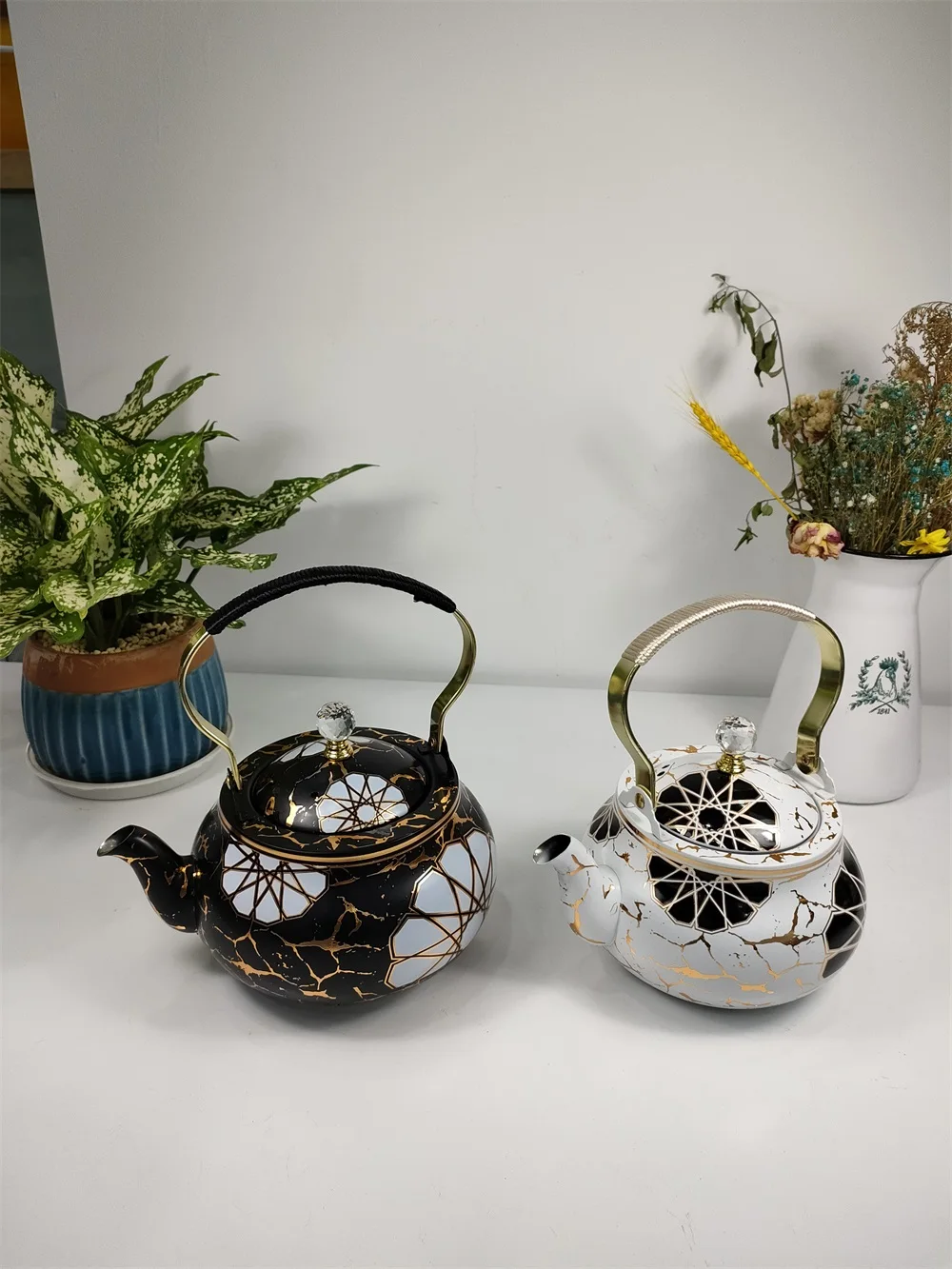 2022 Hot Sale Arabic Style Teapot 1.5L 2.0L Gold Plated Stainless Steel Teapot