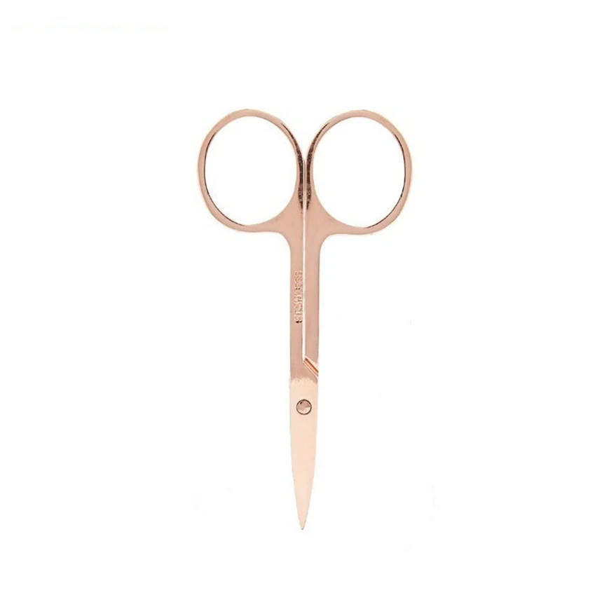 Professional Custom Logo Stainless Steel Nose Hair Mini Small Scissors Facial Hair Straight Round Tip For Face Facial Scissors