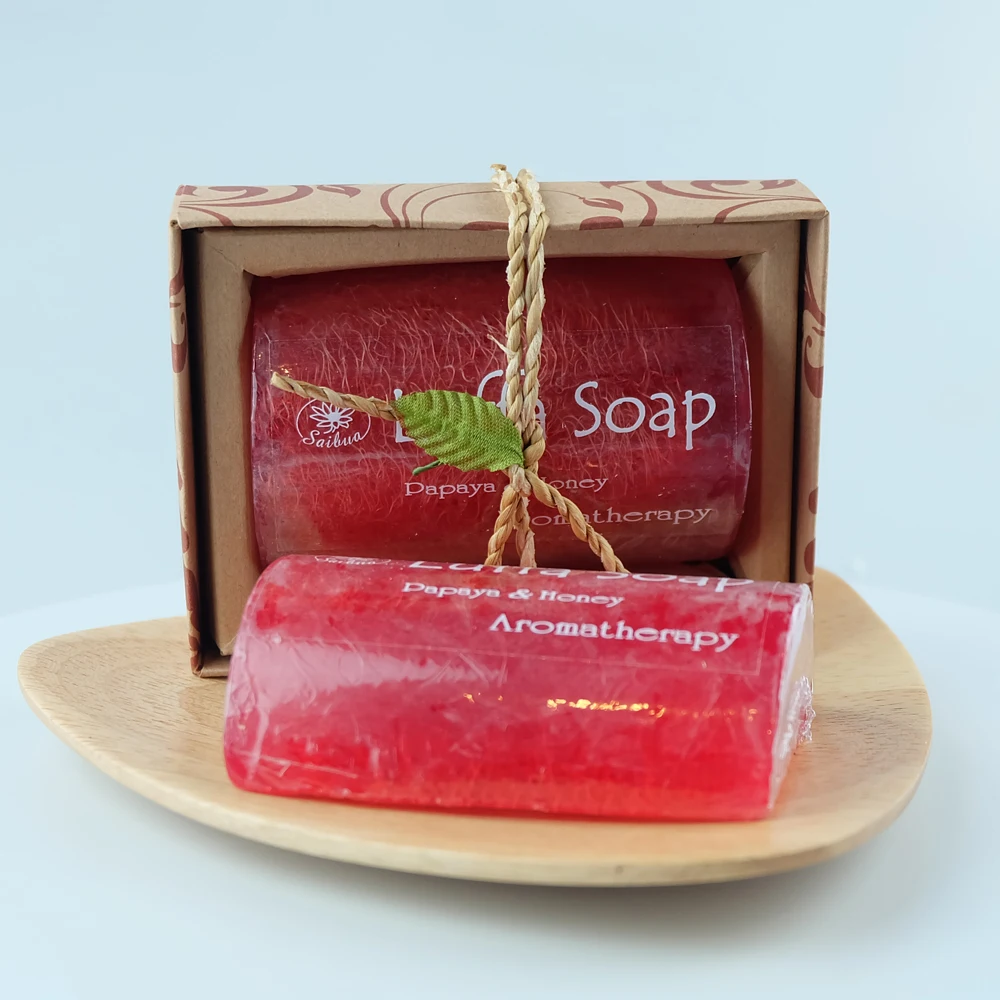 Wholesale OEM Papaya and Honey Luffa Soap, Herbal Soap, Natural Handmade Soap Thailand