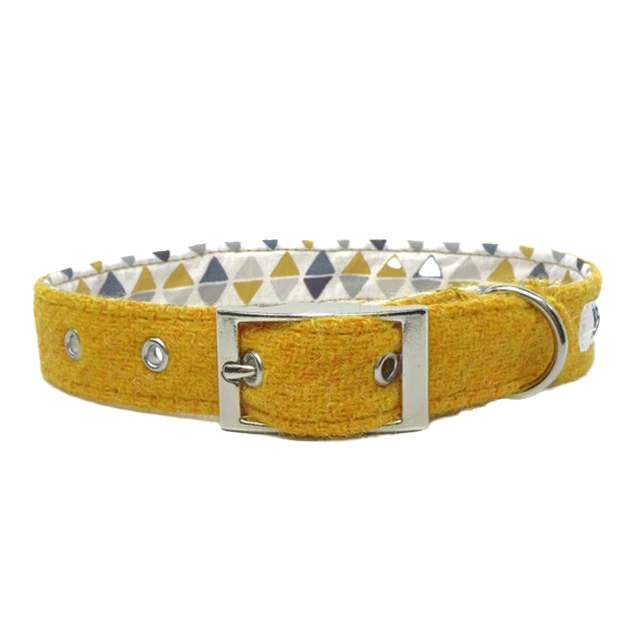 Golden Cotton Fabric Dog Collar