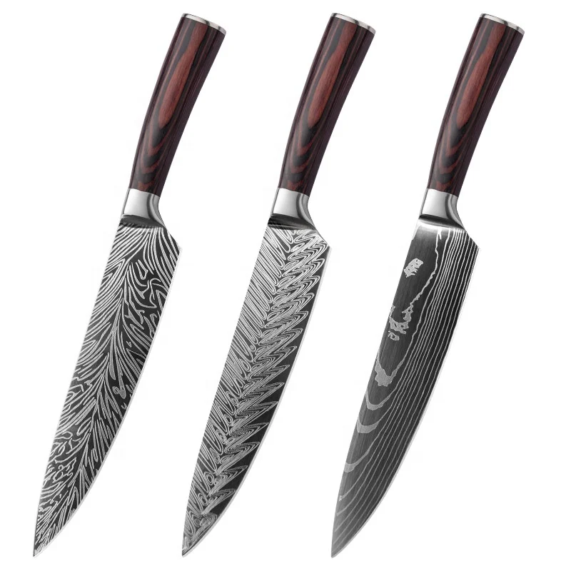 Chef Knife Sharp Slicing Knives Damascus Striation German High Carbon Stainless Steel Professional Meat Knife