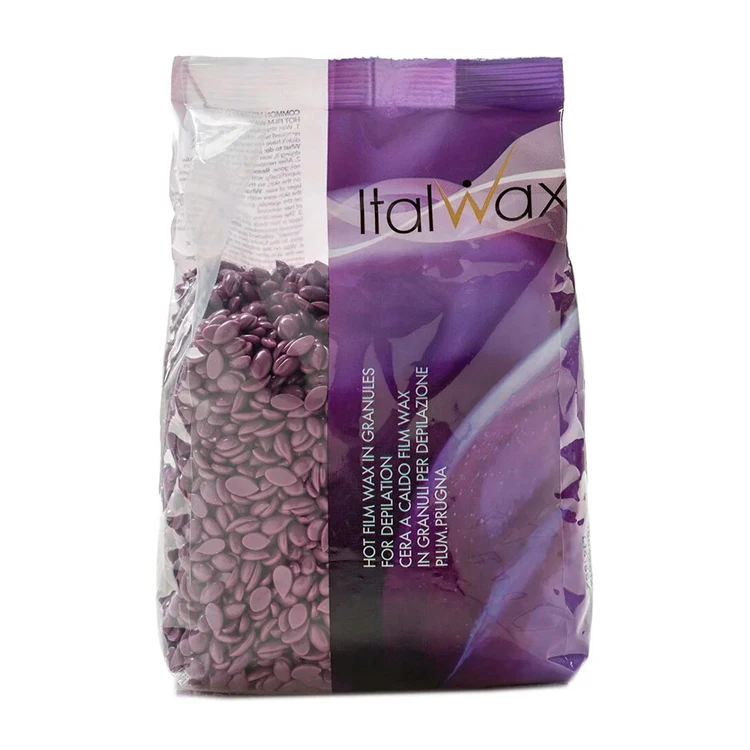 Creamy aromatic hot film wax in granules Plum 0,5 kg medium thickness with a light fruity aroma, beauty