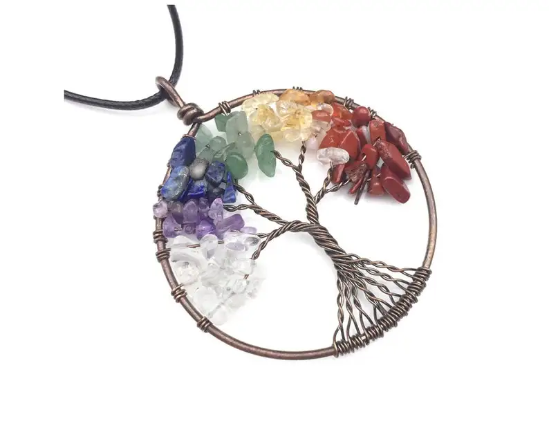 WHOLESALE NATURAL SEVEN CHAKRA LIFE OF TREE PENDANT   FOR HEALING JEWELRY SPIRITUAL & REIKI FENG SHUI BULK FROM ELEGANT AGATE