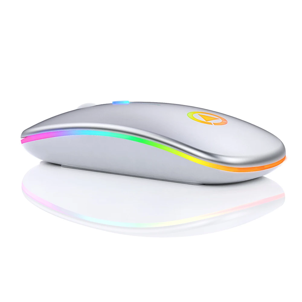 OEM New slim mute custom logo wireless mouse gaming ergonomic silent mouse wireless trackball with colorful rainbow LED light