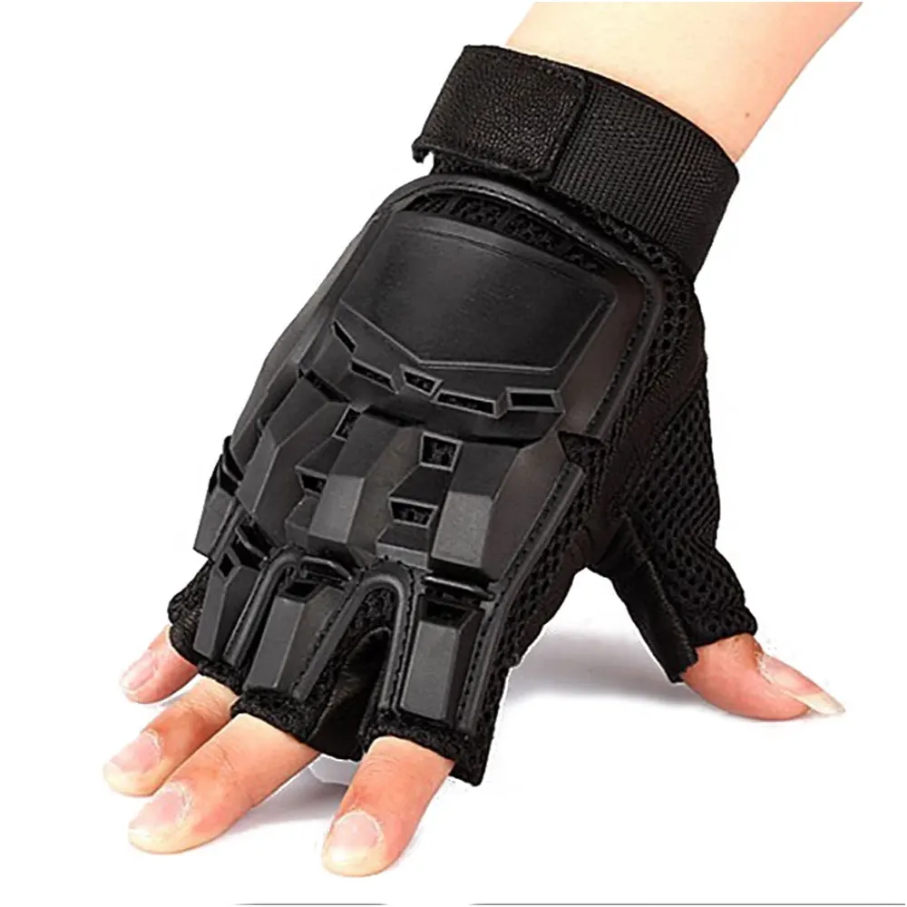 
Черные тактические мотоциклетные перчатки с открытыми пальцами на заказ, военные полицейские перчатки 