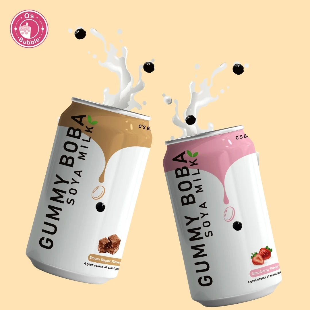 2022 New Plant-based bubble tea Gummy boba soya milk canned drink