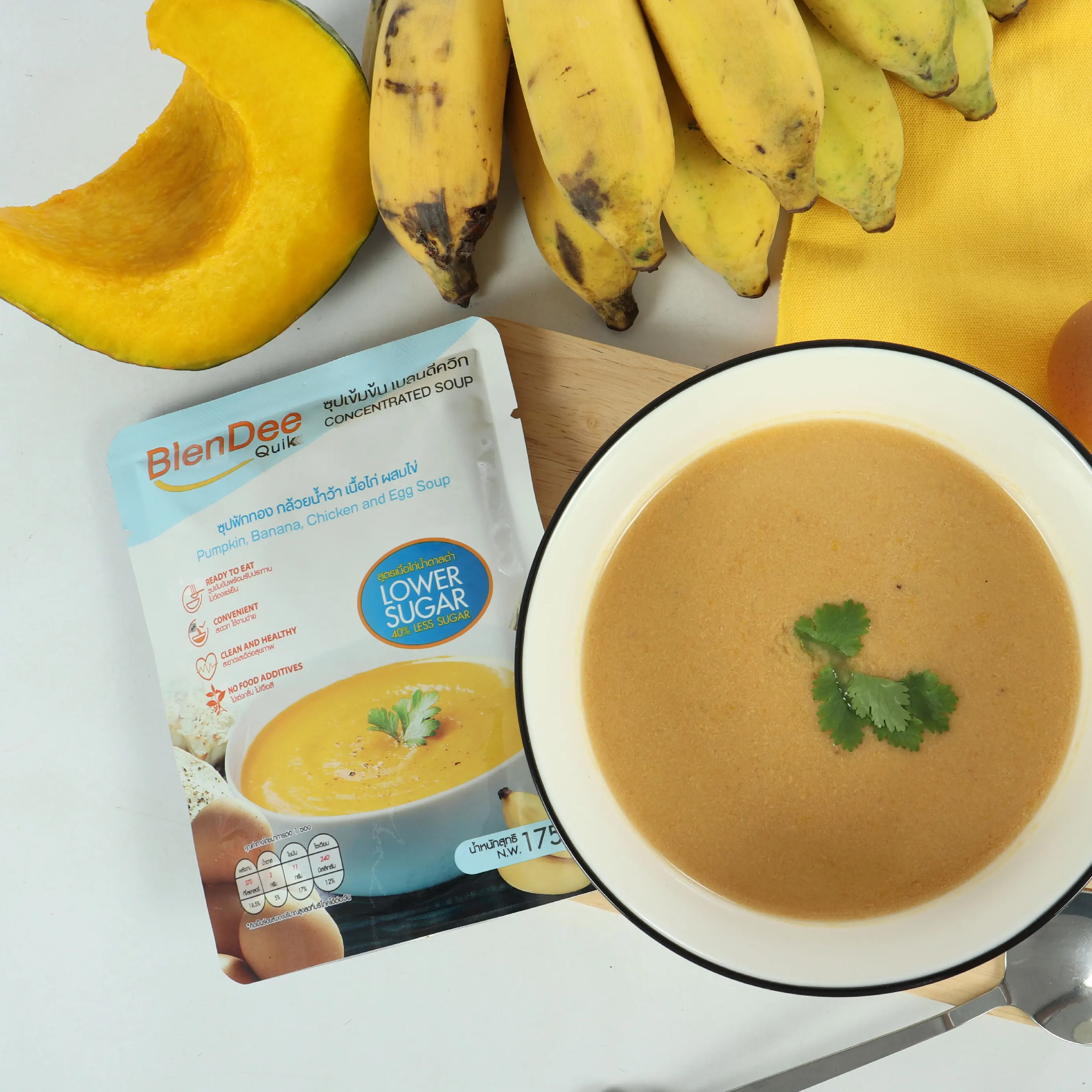 Thailand BlenDeeQuik Brand Low Sugar formula Instant Food Banana Chicken and Egg Concentrated Soup