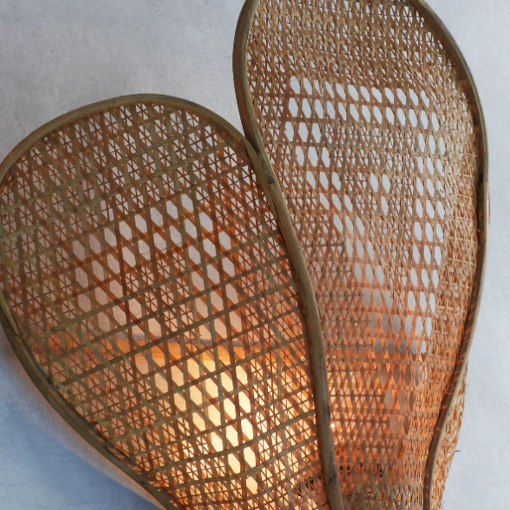 Flower Rattan Lampshade Wall Light, Rattan Wall Lamp Decoration in Vietnam Wholesale