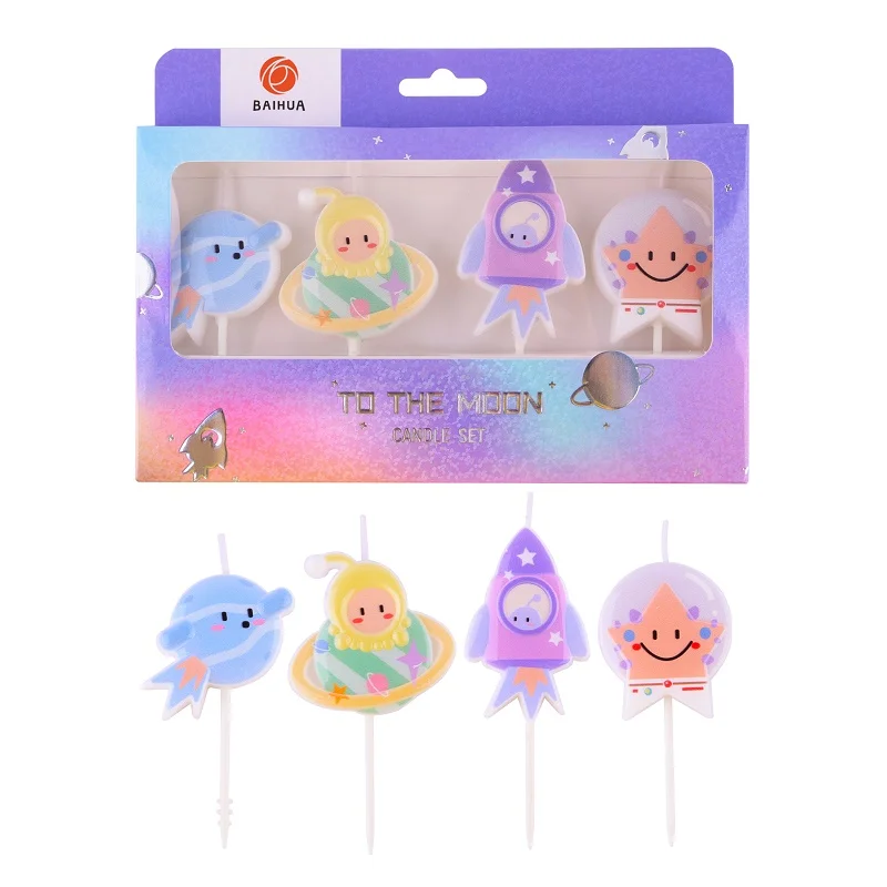 Baihua Fantasy 3D Design Space Theme Birthday Cake Candles For Boys and Girls
